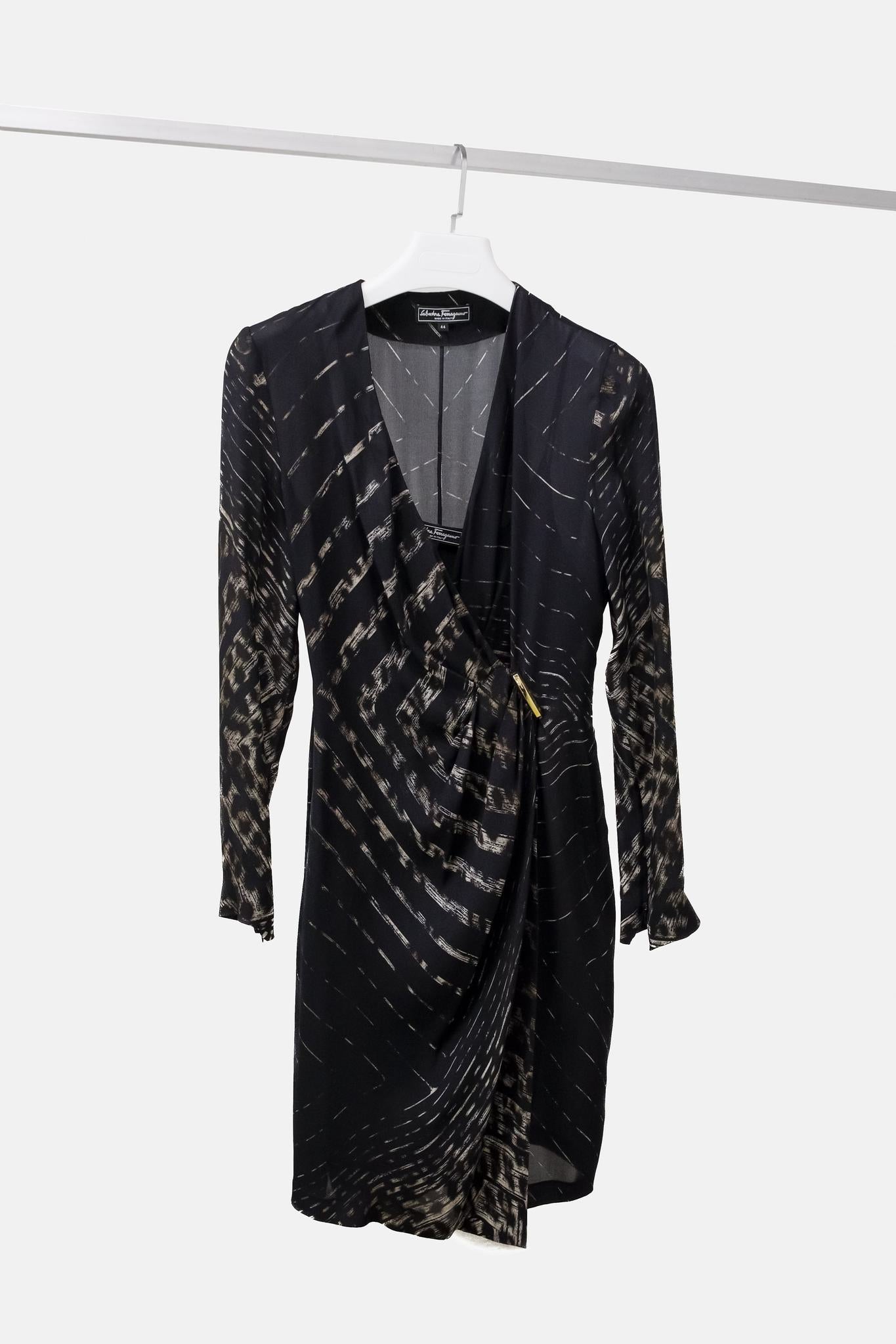 Salvatore Ferragamo Printed Silk Wrap Dress