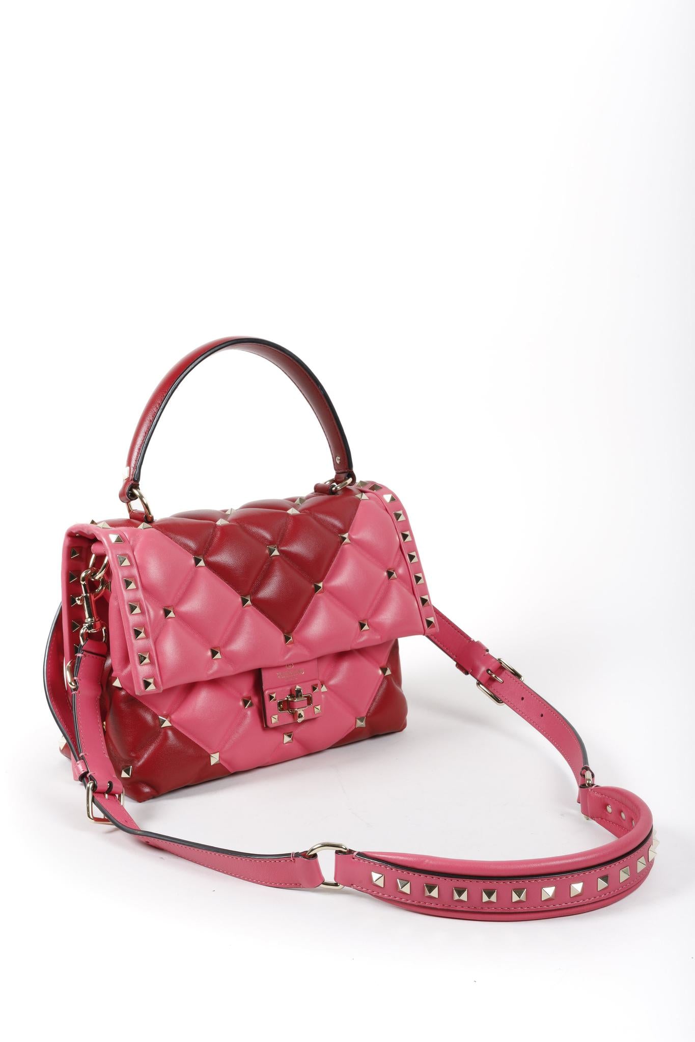 Valentino Shadow Pink Nappa Candystud Medium Handbag