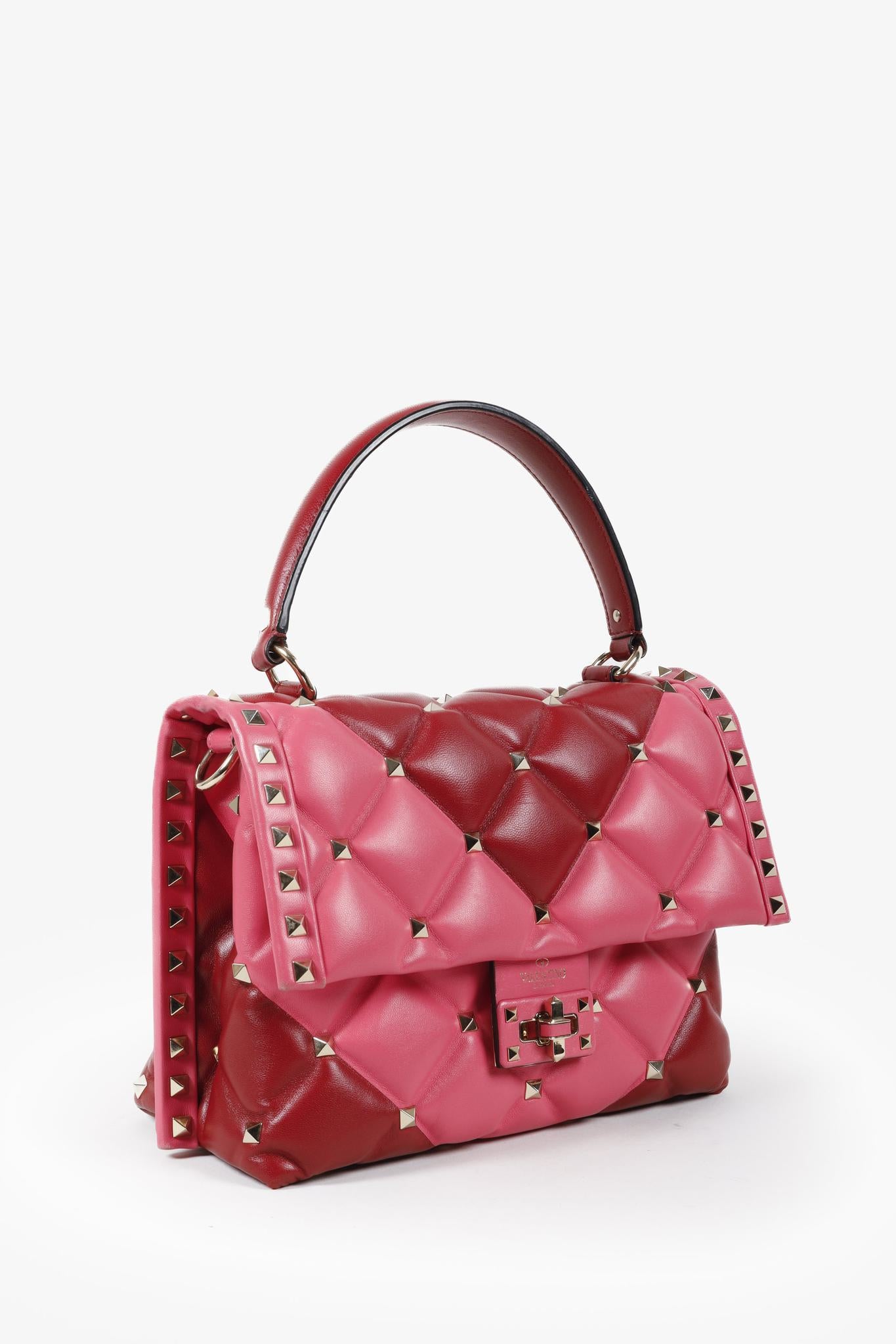 Valentino Shadow Pink Nappa Candystud Medium Handbag