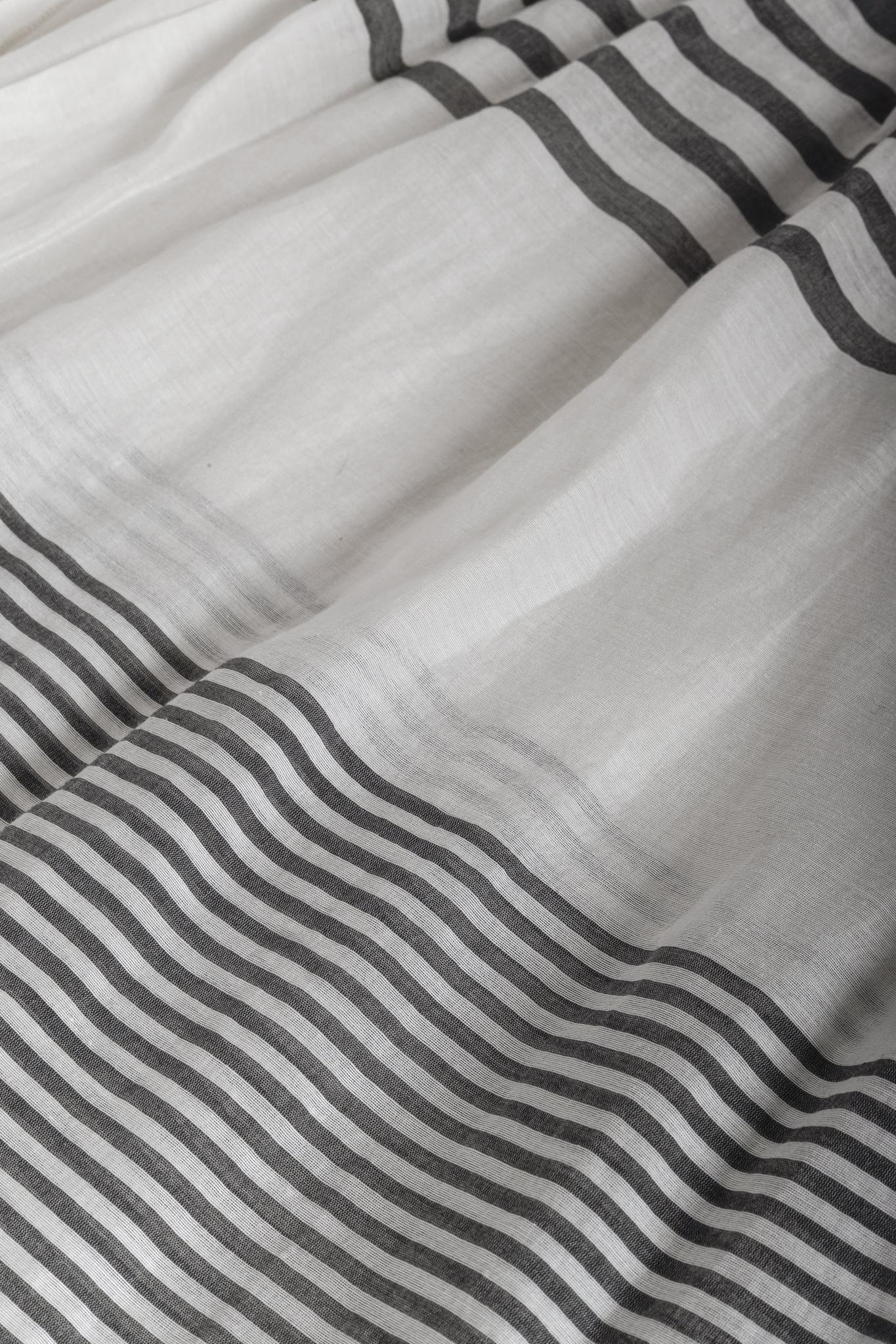 Annette Gortz Gray Striped Sheer Scarf