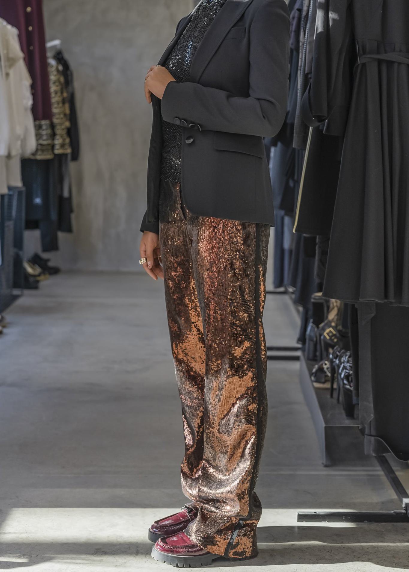 Erdem Sequin Burnt Orange Pant