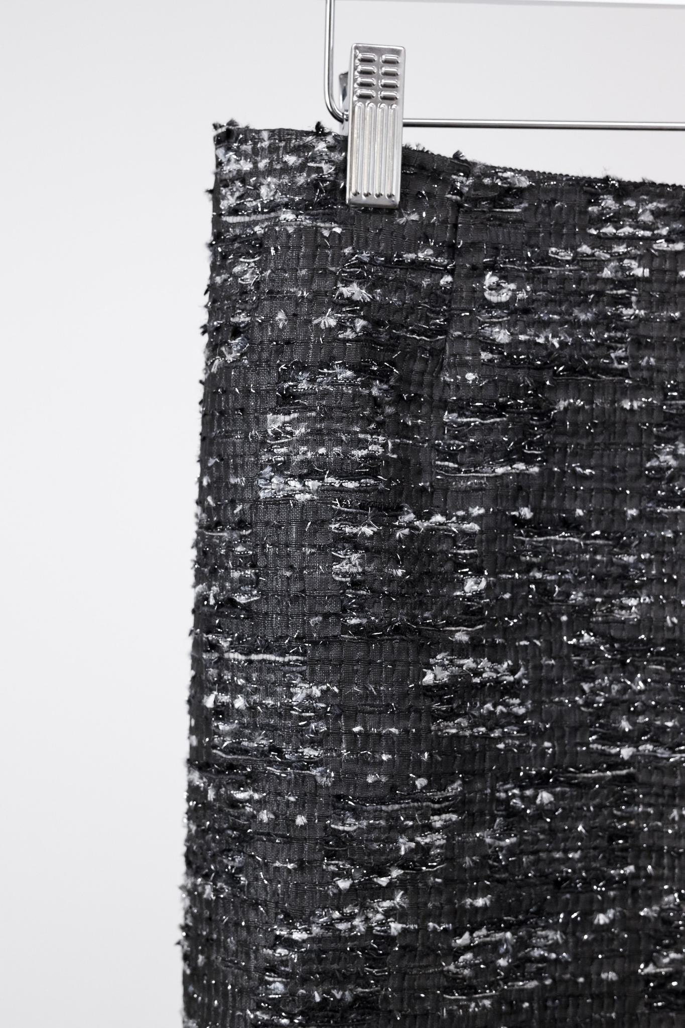 Alberta Ferretti Grey and Black Tweed Pencil Skirt