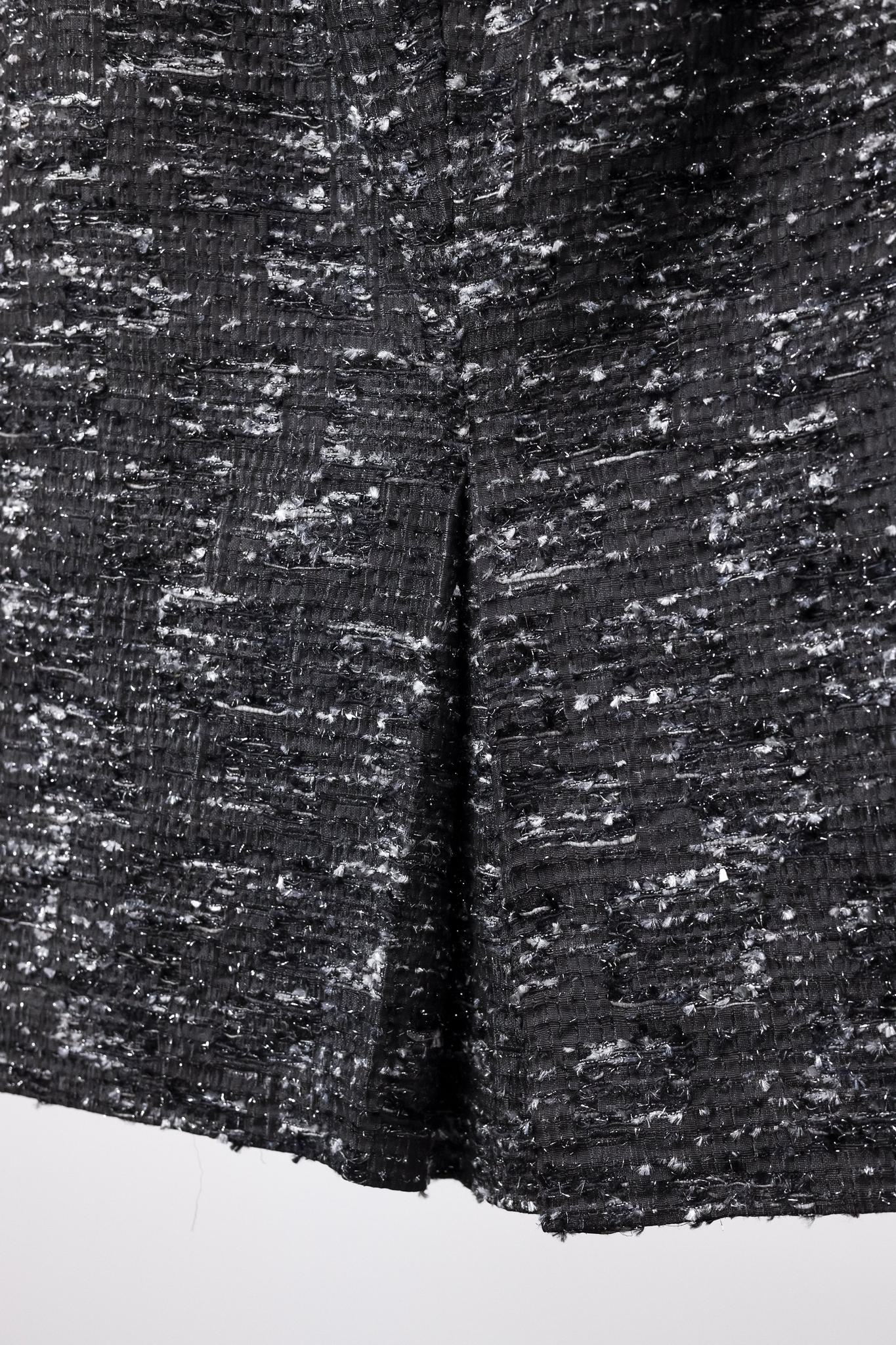 Alberta Ferretti Grey and Black Tweed Pencil Skirt