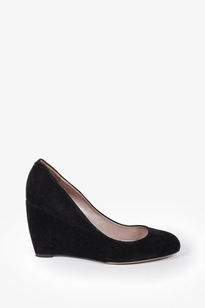 Gucci Black Suede Wedge Heels