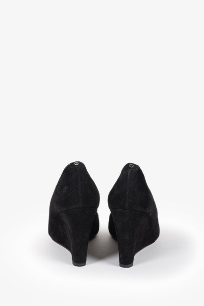 Gucci Black Suede Wedge Heels