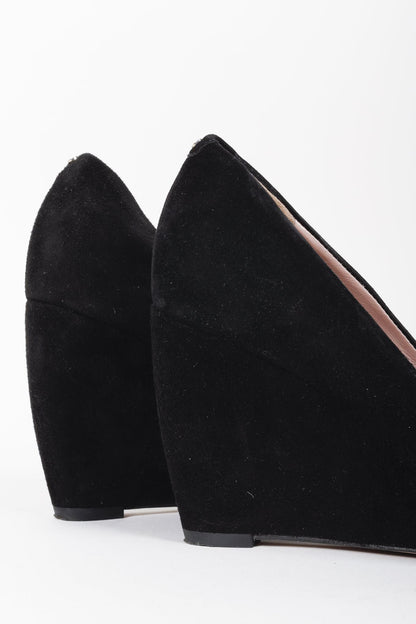 Gucci Black Suede Wedge Heels