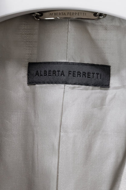 Alberta Ferretti Grey Belted Cotton Blazer