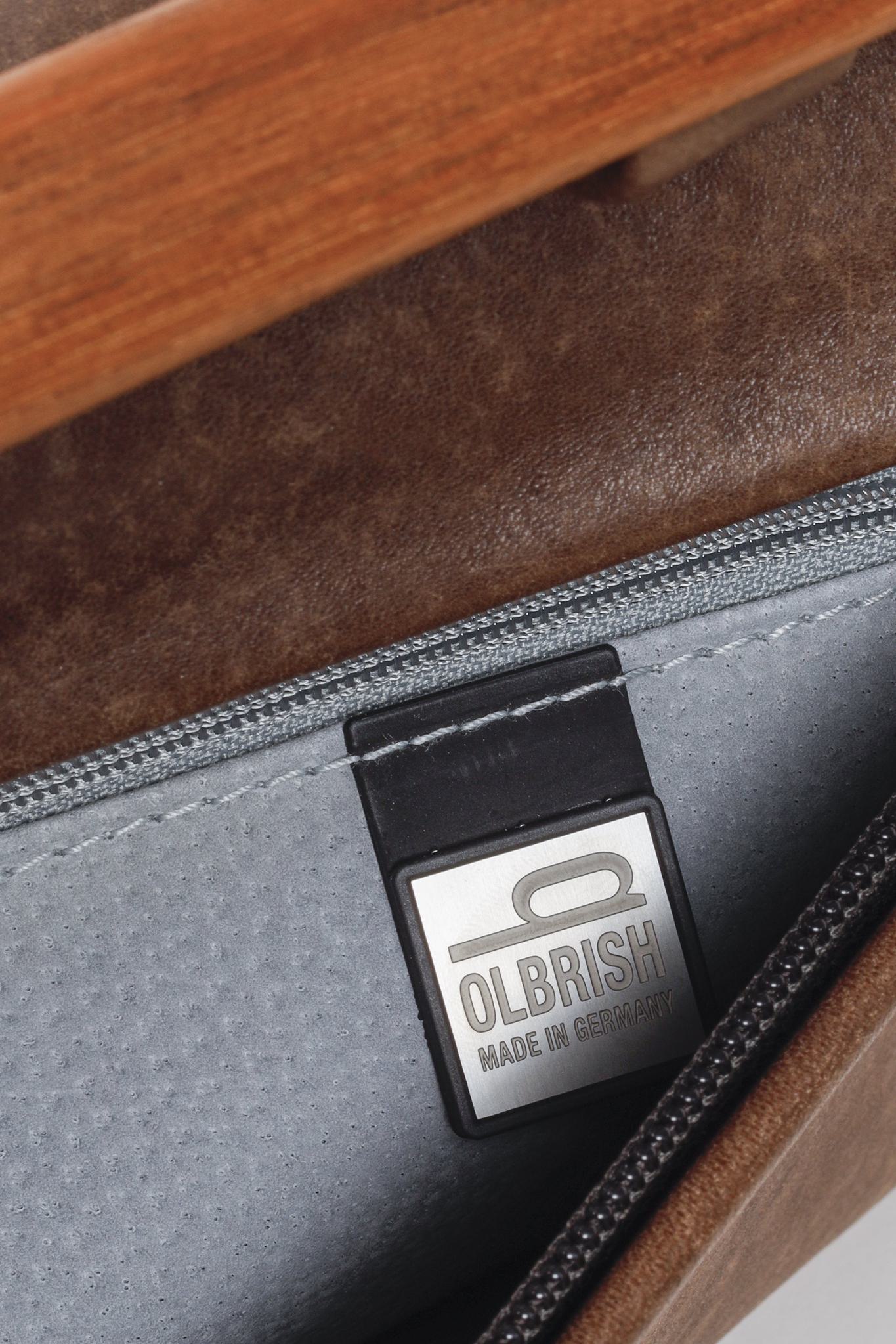 Olbrish Brown Leather Trapeze Shoulder Bag