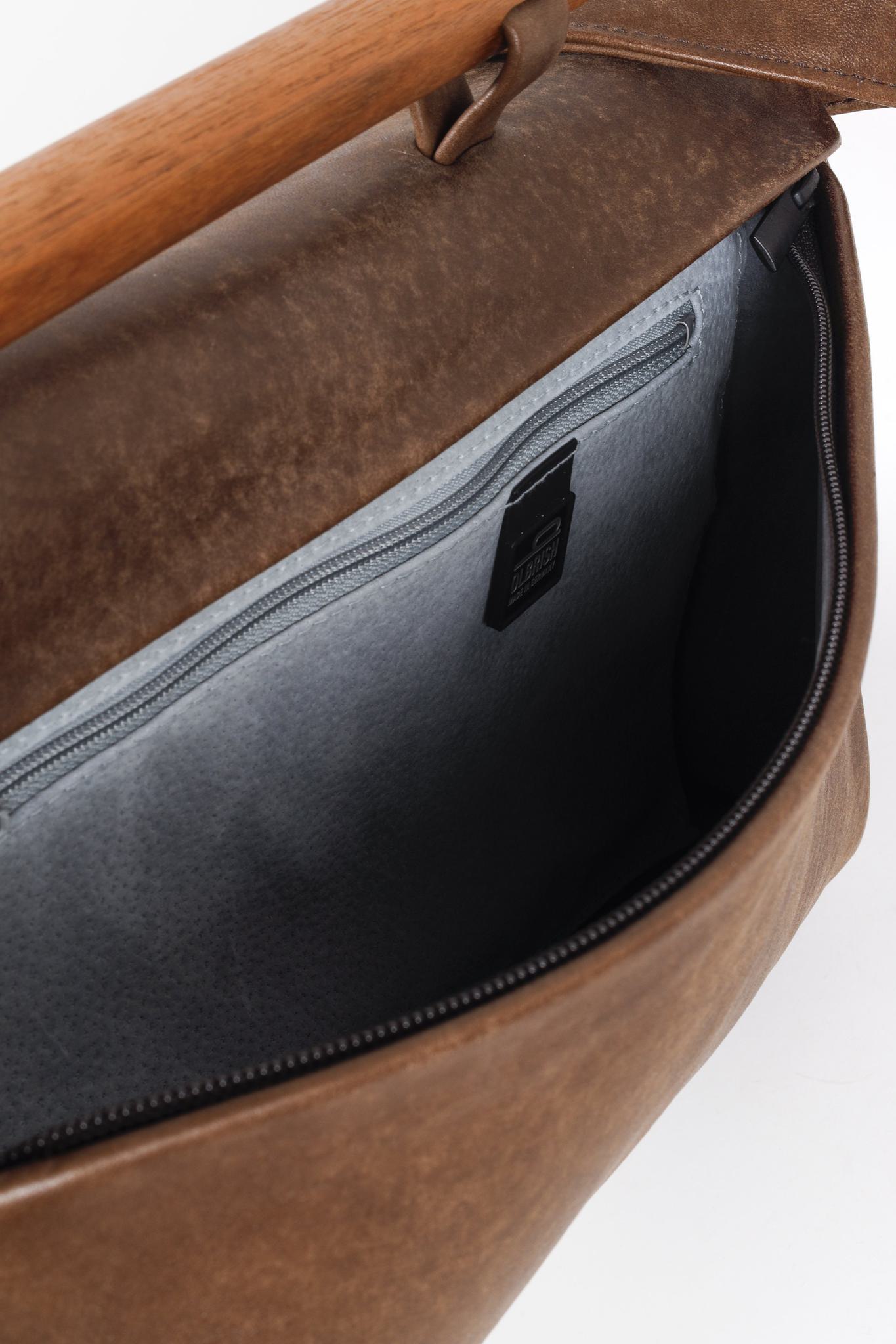 Olbrish Brown Leather Trapeze Shoulder Bag