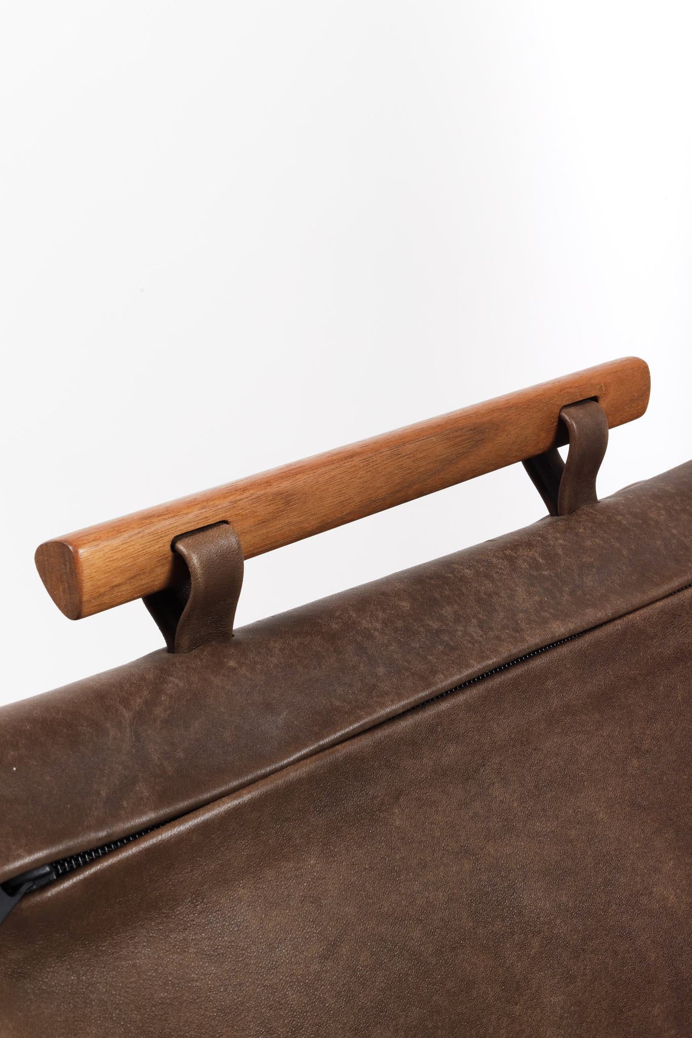 Olbrish Brown Leather Trapeze Shoulder Bag