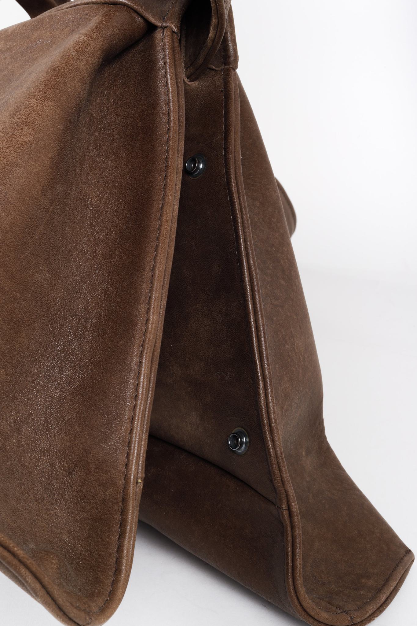 Olbrish Brown Leather Trapeze Shoulder Bag