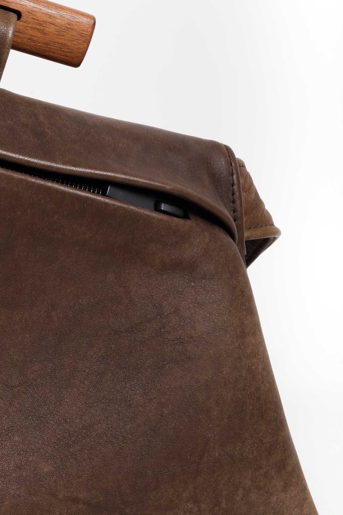 Olbrish Brown Leather Trapeze Shoulder Bag
