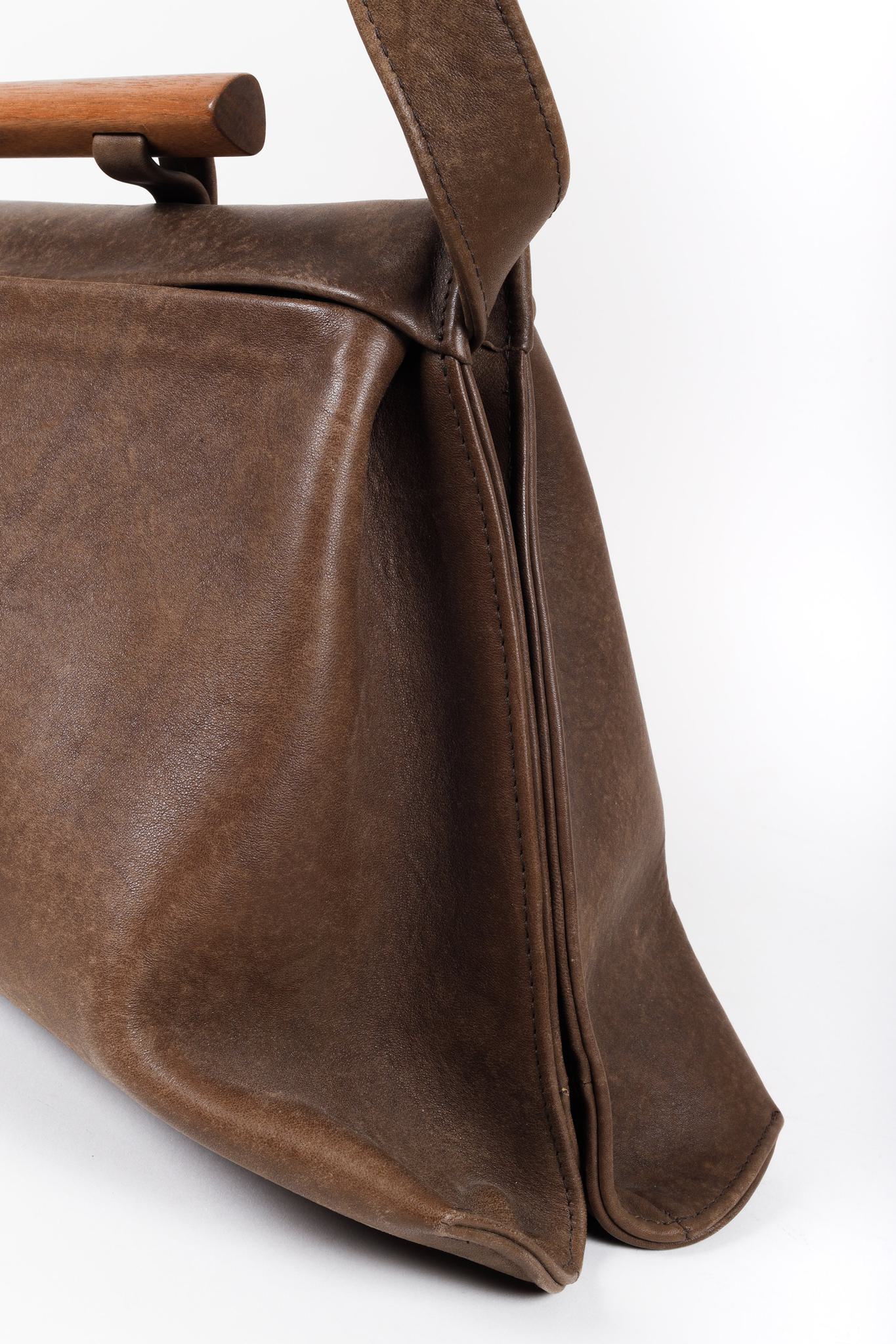 Olbrish Brown Leather Trapeze Shoulder Bag
