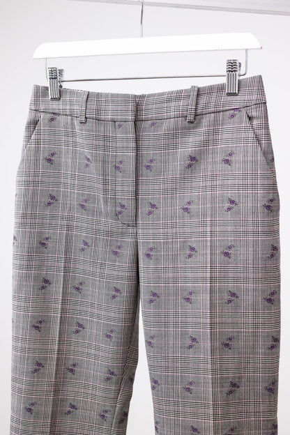 Altuzarra Adler Floral-Embroidered Prince of Wales Check Trousers