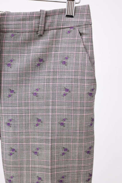 Altuzarra Adler Floral-Embroidered Prince of Wales Check Trousers