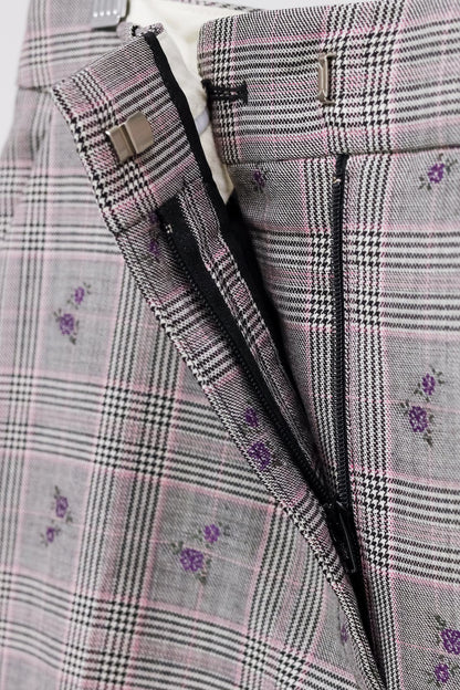 Altuzarra Adler Floral-Embroidered Prince of Wales Check Trousers