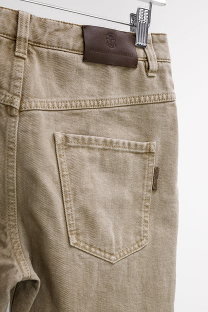 Brunello Cucinelli Tan Denim Monilo The Boyish Jeans