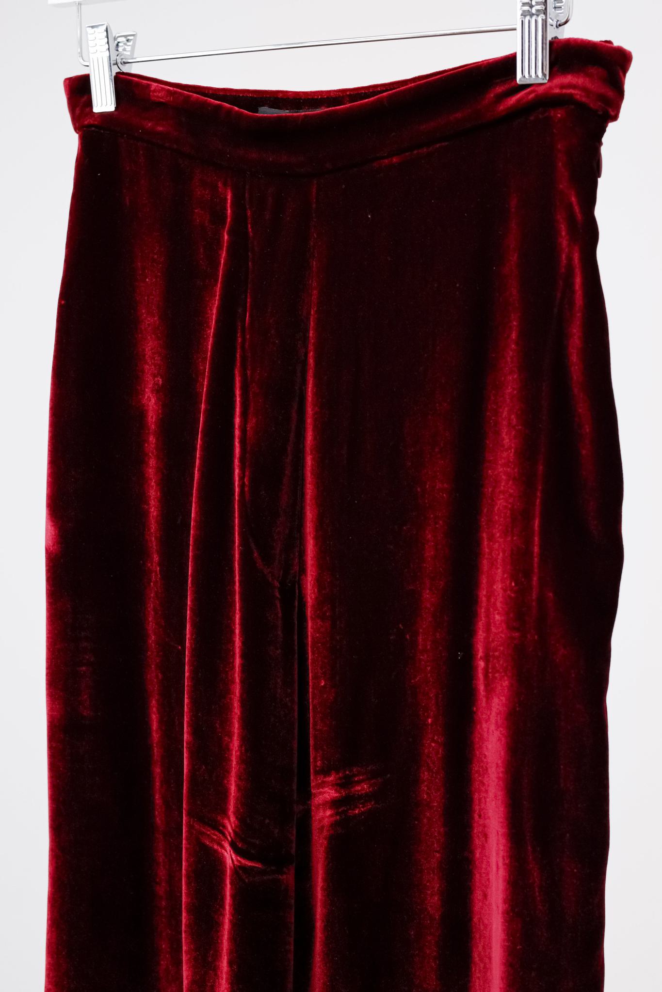 Ellery Red Velvet High-Rise Flared Pants