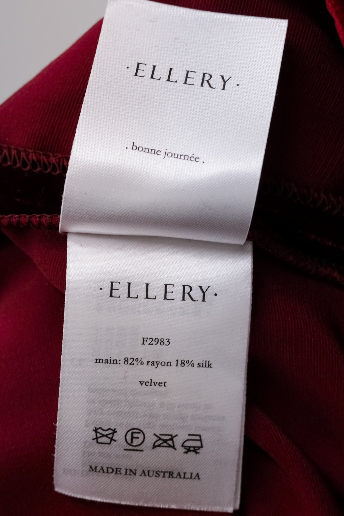 Ellery Red Velvet High-Rise Flared Pants