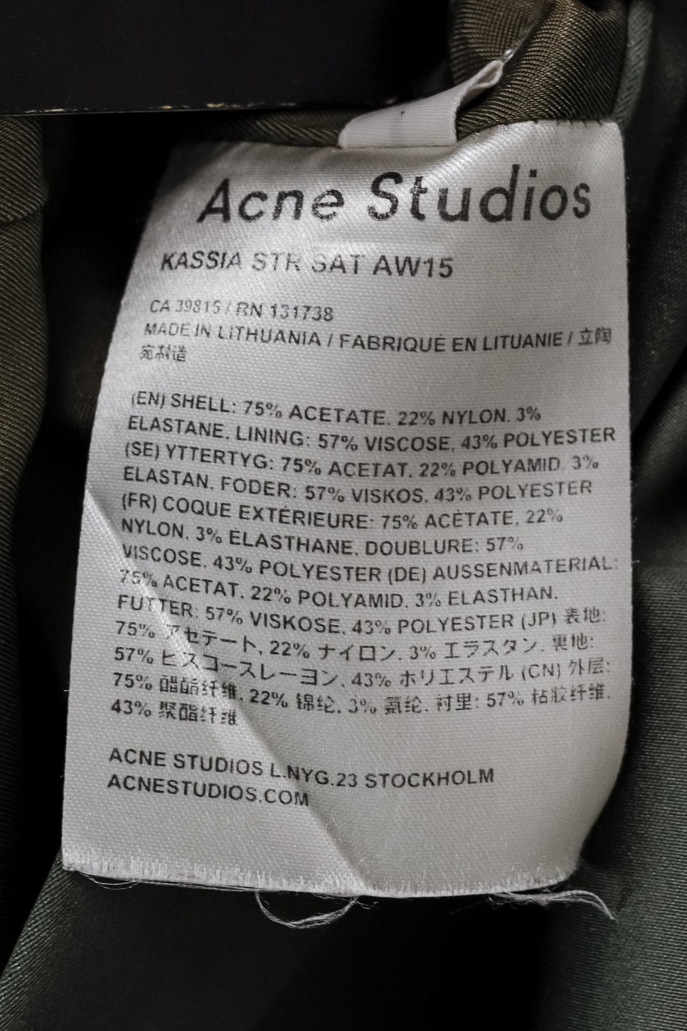 Acne Studios Kassia Green Satin Skirt
