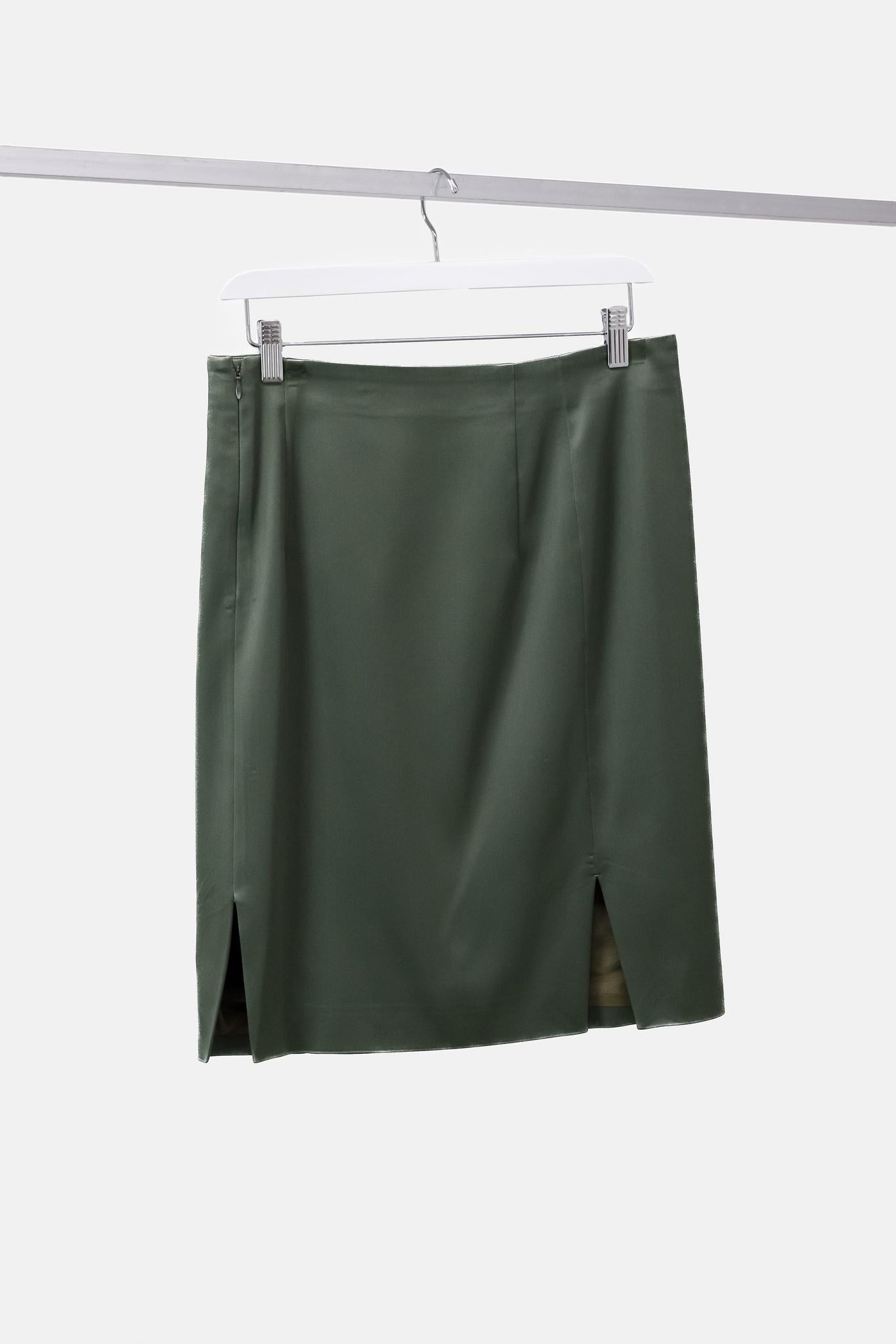 Acne Studios Kassia Green Satin Skirt