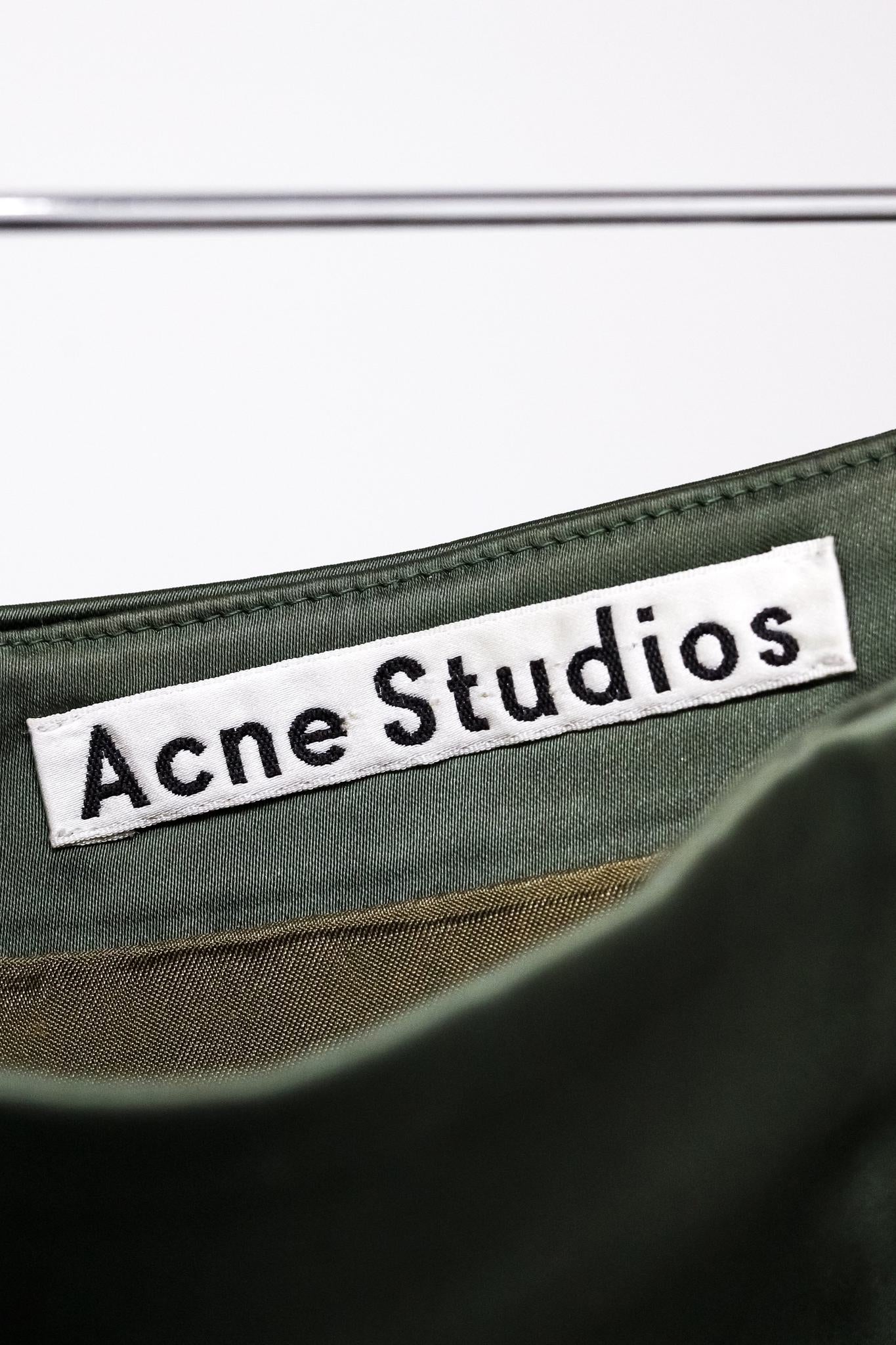 Acne Studios Kassia Green Satin Skirt