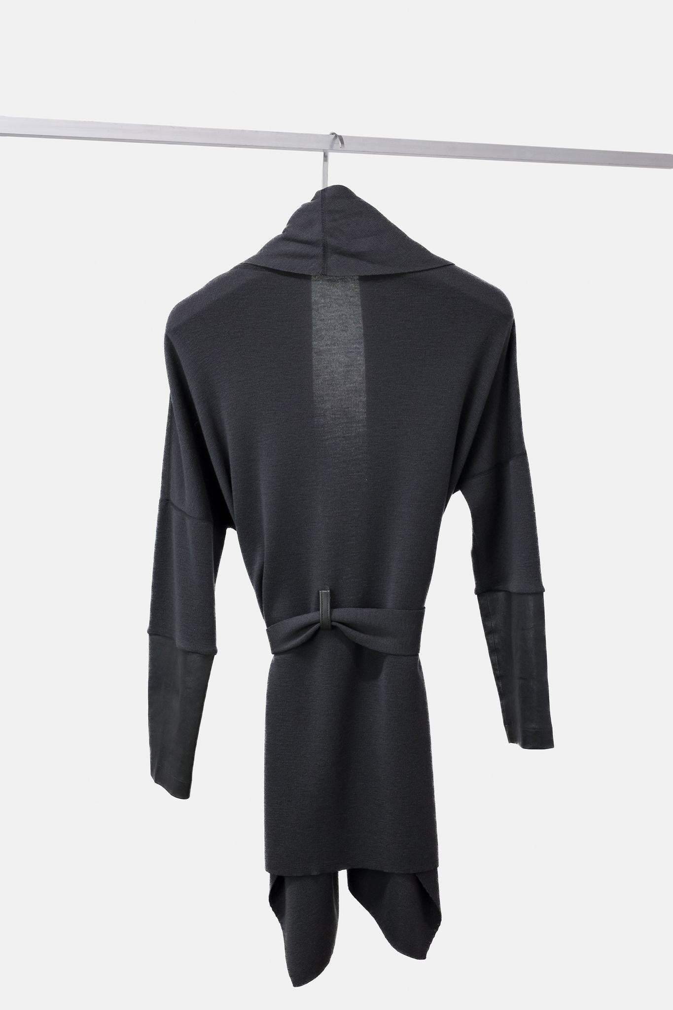 Annette Gortz Kubi AW/14 Leather Trim Grey Tie Cardigan