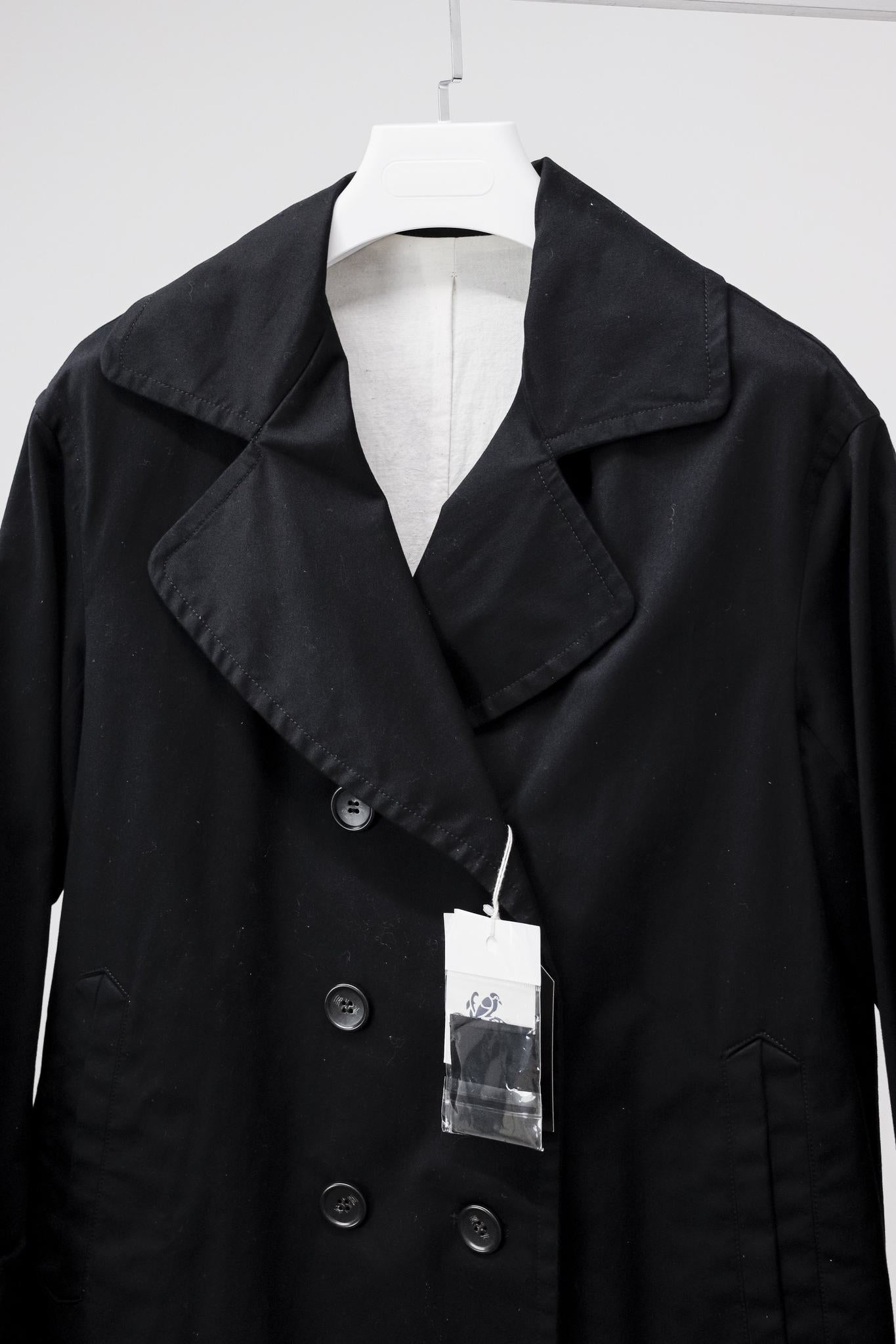 Sarahwear Black Cotton Twill Trench Coat