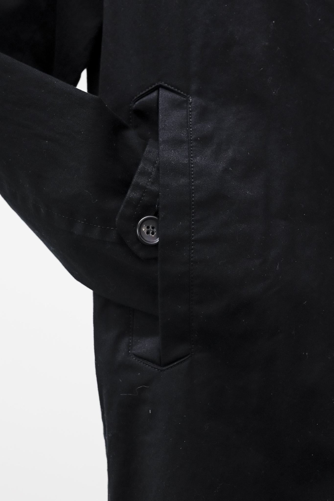 Sarahwear Black Cotton Twill Trench Coat