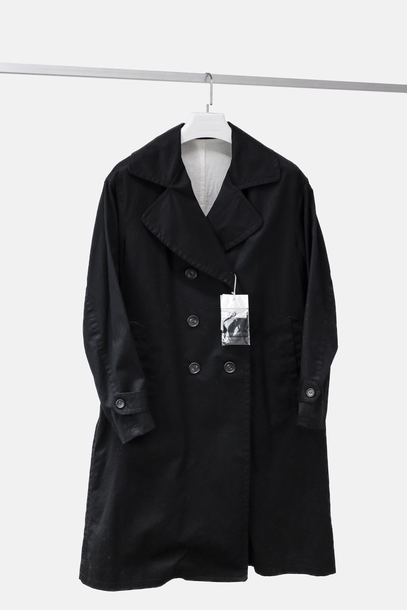 Sarahwear Black Cotton Twill Trench Coat