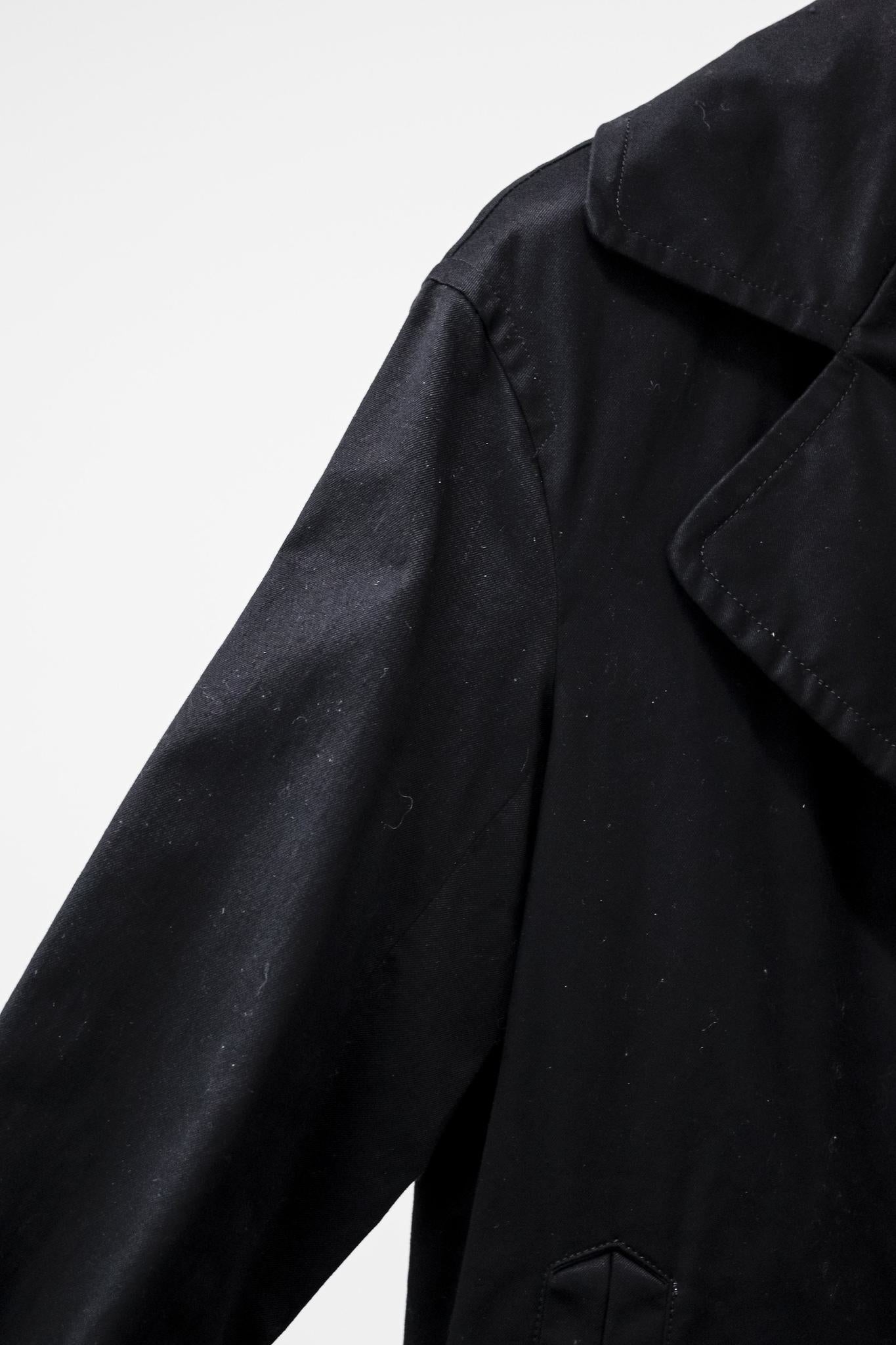 Sarahwear Black Cotton Twill Trench Coat