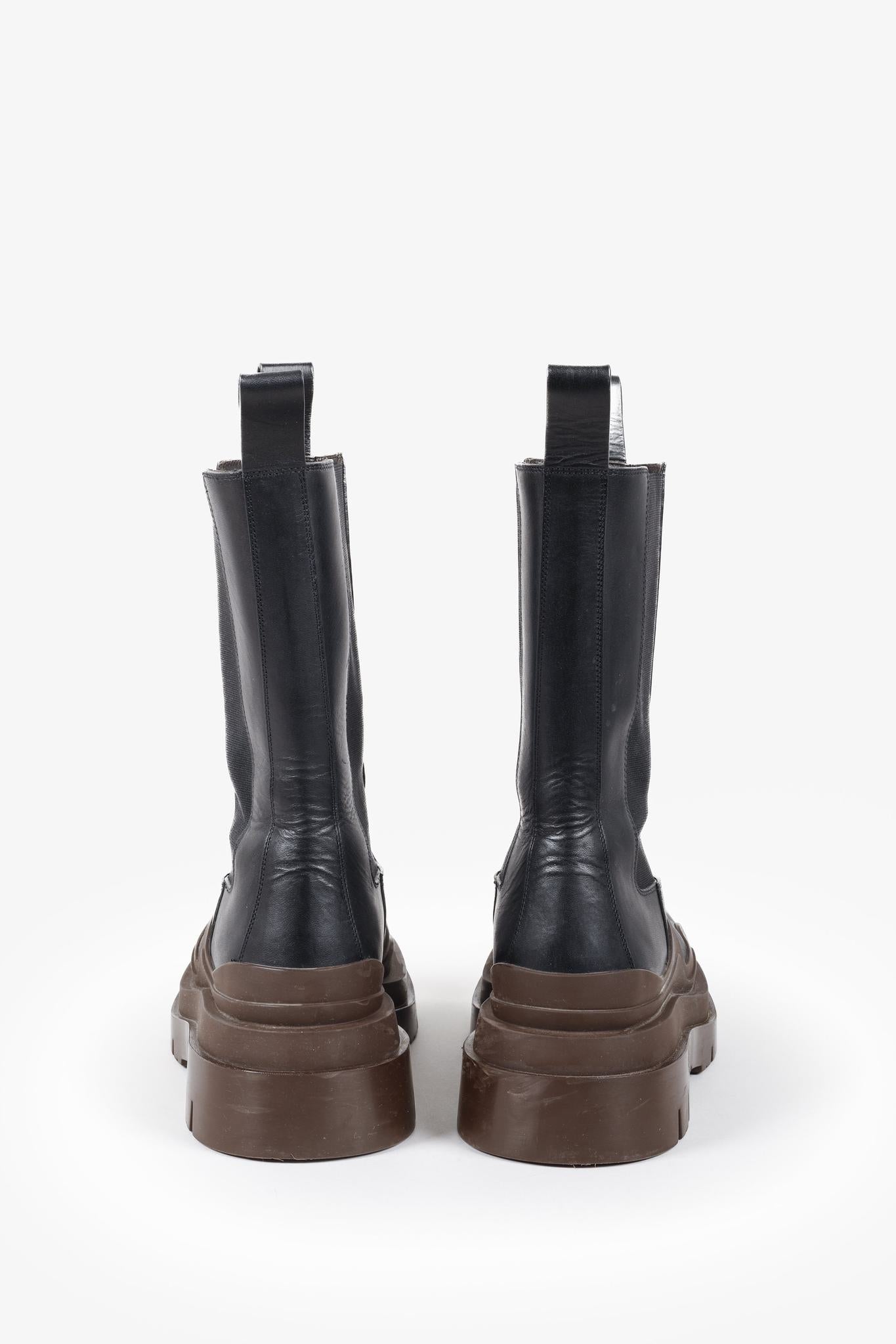 Bottega Veneta Black & Brown Tire Chelsea Boots