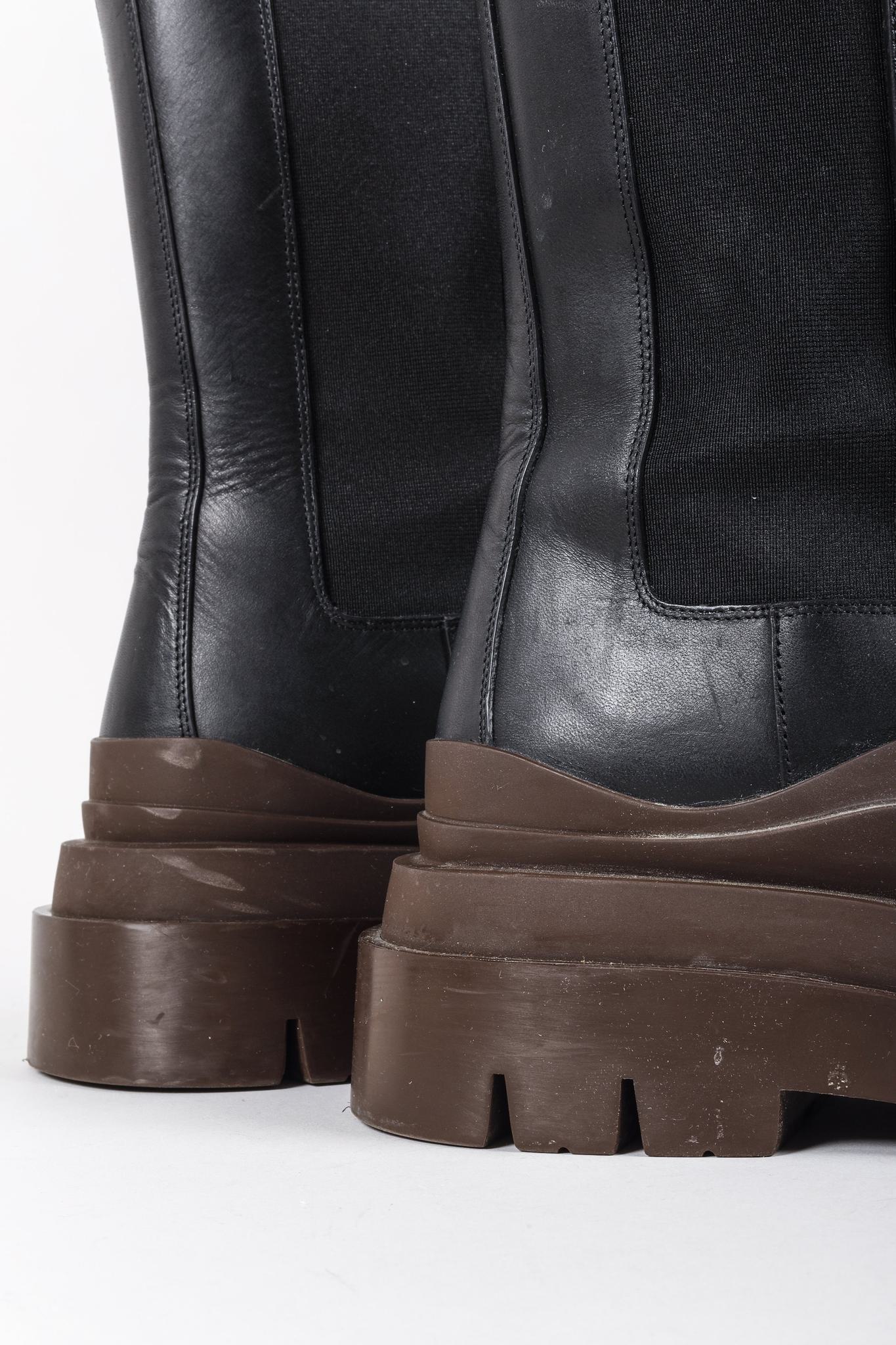 Bottega Veneta Black & Brown Tire Chelsea Boots