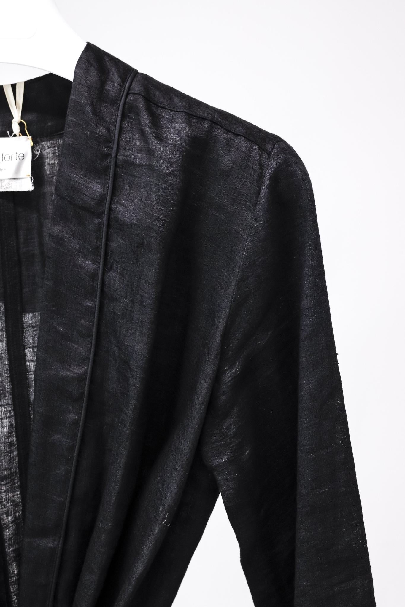 Forte_Forte Black Linen Front Tie My Jacket