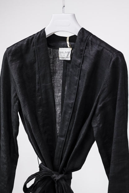 Forte_Forte Black Linen Front Tie My Jacket