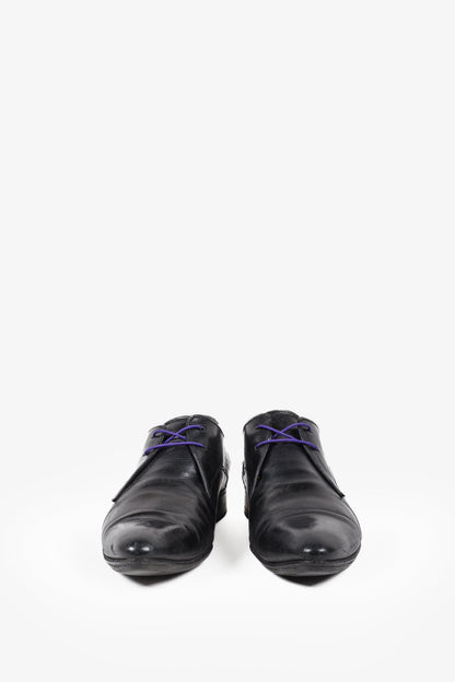 N.D.C. Made By Hand Black Pointed Toe Leather Derby Shoe