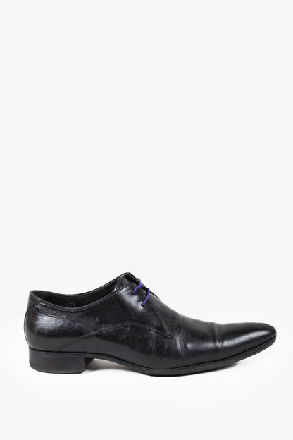 N.D.C. Made By Hand Black Pointed Toe Leather Derby Shoe