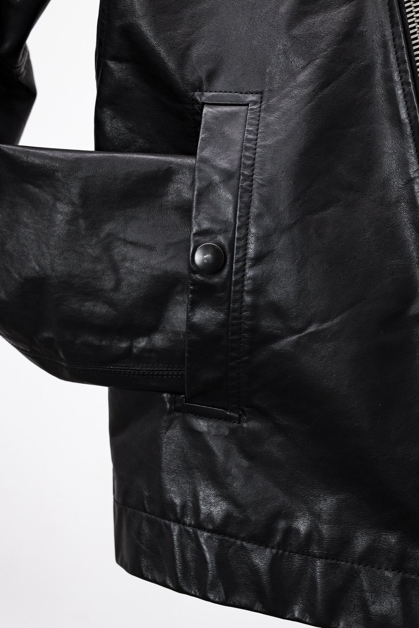 Rick Owens Hooded Black Leather Jacket