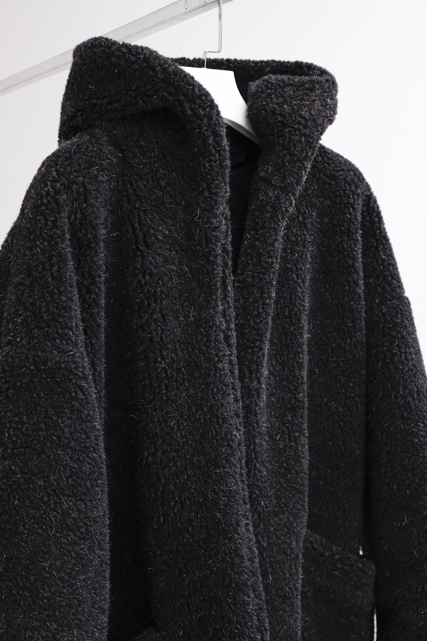 Doublet Real Fur Mix Grey Oversized Hooded Coat