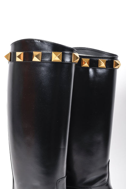 Valentino Garavani Roman Stud Black Riding Boots