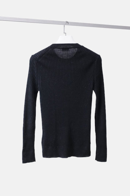 Moncler Black Ribbed Wool Top