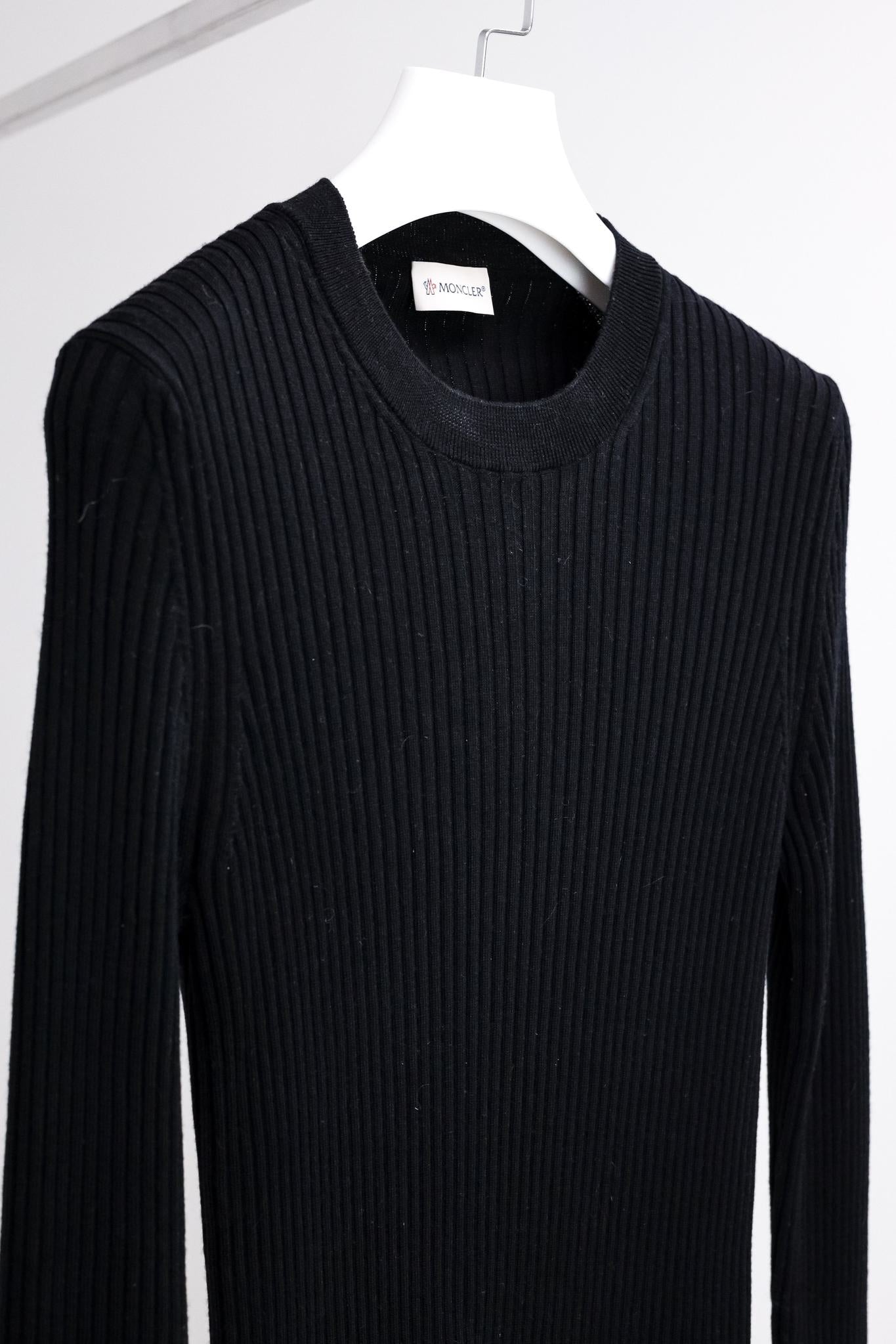 Moncler Black Ribbed Wool Top