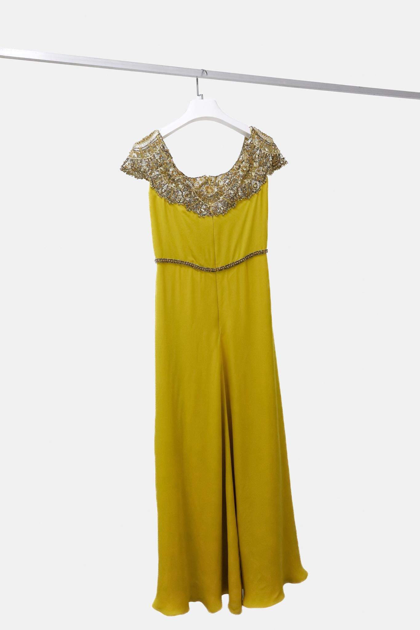 Jenny Packham Resort 2017 Beaded Mustard Gown