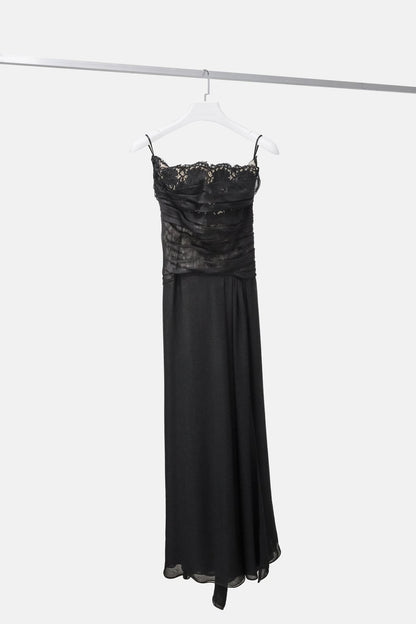 Valentino Black Lace Strapless Gown