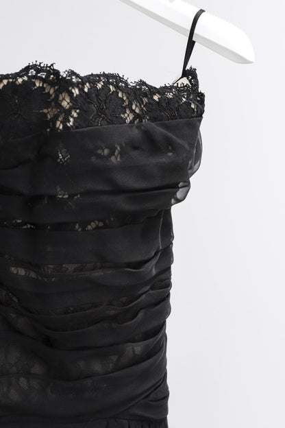 Valentino Black Lace Strapless Gown