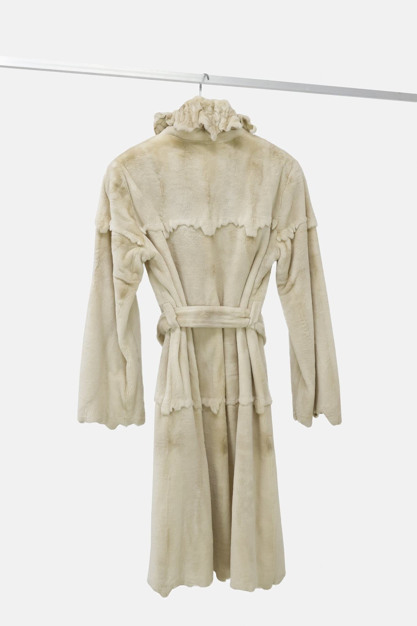 Shaved Mink Beige Fur Trench