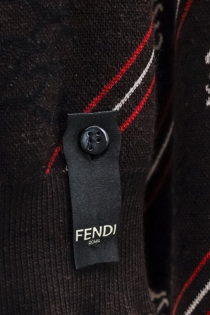 Fendi Brown Monogram Knit Striped Sweater