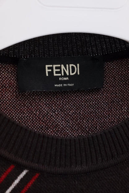 Fendi Brown Monogram Knit Striped Sweater