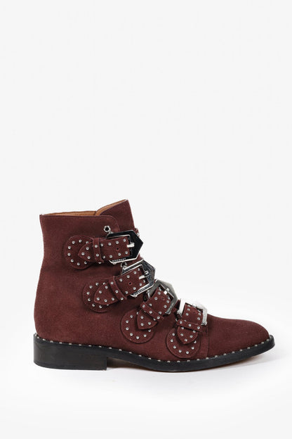 Givenchy Elegant Burgundy Suede Studded Boots