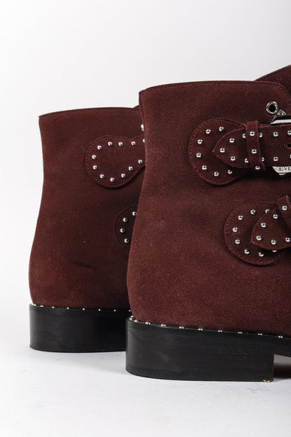 Givenchy Elegant Burgundy Suede Studded Boots